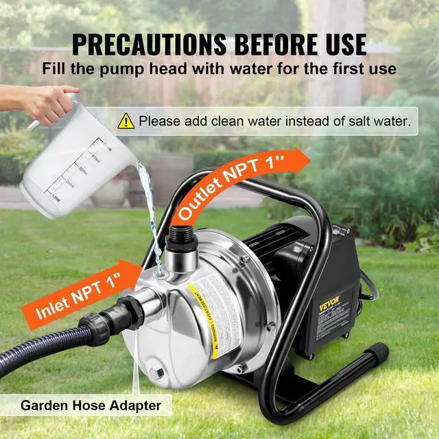 Alt view image 6 of 6 - Shallow Well Pump,Garden Jet Pump, 1.5 HP 115V, 1200 GPH 164 ft Height, Stainless Steel Sprinkler Booster Jet Pumps for Garden Lawn Irrigation system, Lake Fountain, Water Transfer