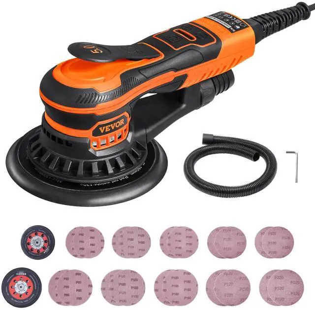 Main image of Random Orbital Sander 5 & 6-Inch, 350W Brushless Orbital Sander, 10,000 PRM 6 Variable Speed Electric Palm Sander with 20PCS Sandpapers, Dust Connector & Hose for Woodworking Detailing Sanding