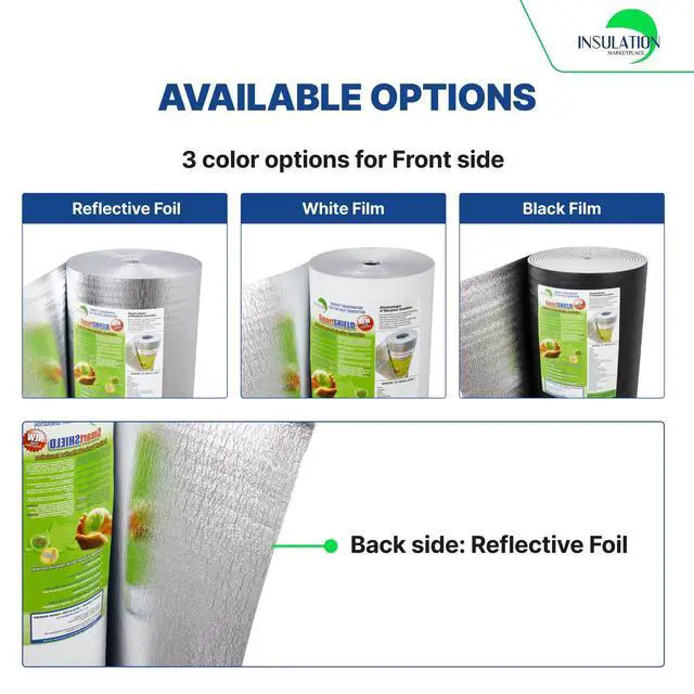 Alt view image 5 of 6 - SmartSHIELD -5mm 72" x50ft R15 Reflective Foam Core Insulation roll, Cold and Heat Shield, Radiant Barrier, Thermal Insulation - White / FOIL