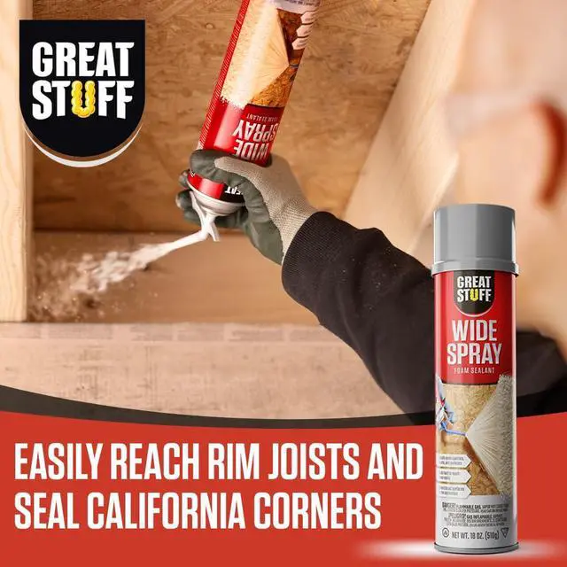 Alt view image 5 of 6 - Wide Spray Foam Insulation Kit Closed Cell Polyurethane Expanding Sealant for Indoor & Outdoor Use 12 Pack, 18 oz Cans with Nozzles, Gloves, Safety Glasses