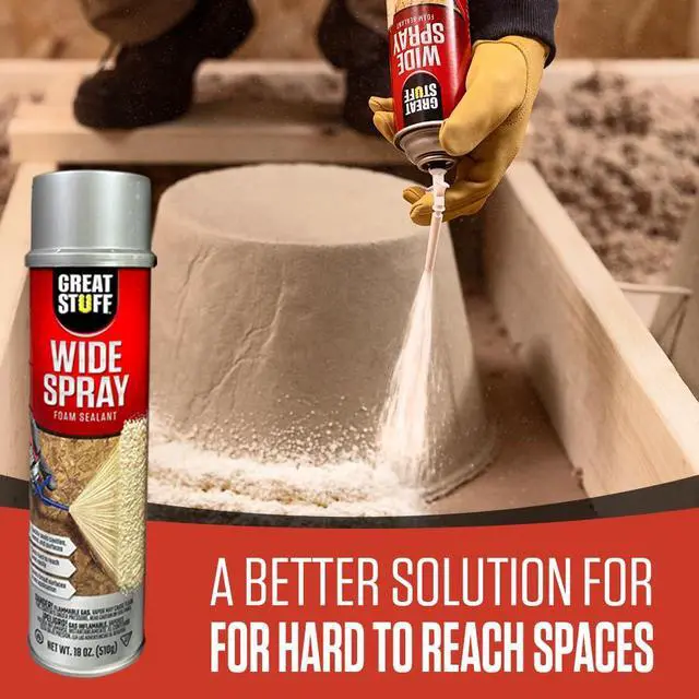 Alt view image 6 of 6 - Wide Spray Foam Insulation Kit Closed Cell Polyurethane Expanding Sealant for Indoor & Outdoor Use 12 Pack, 18 oz Cans with Nozzles, Gloves, Safety Glasses