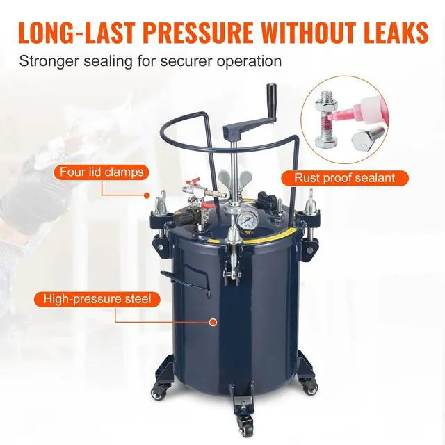 Alt view image 6 of 6 - Spray Paint Pressure Pot Tank, 30L/8gal Air Paint Pressure Pot with Manual Mixing Agitator, Leak Repair Sealant for Industry Home Decor Architecture Construction Automotive Painting, 70PSI Max