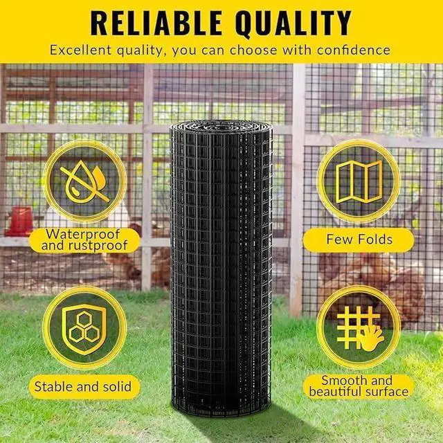 Alt view image 3 of 6 - Hardware Cloth 1/2 inch 72 x 50 ft Heavy Duty Black Chicken Wire Fencing 19 Gauge Vinyl Coated Welded Wire Mesh Roll PVC Hardware Cloth Chicken Wire Fencing Garden Fence Tree Guard