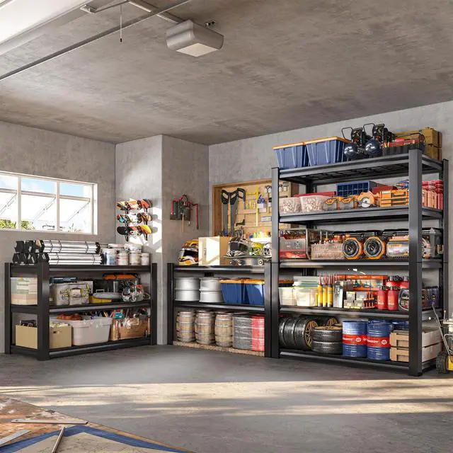 Alt view image 2 of 6 - 2-Pack Commercial Heavy Duty Shelving, 3010 LBS Capacity per Shelf 72" H Industrial Storage Rack, 5-Tier Adjustable Boltless Rivet Metal Shelving Unit for Warehouse Garage Workshop Retail Store