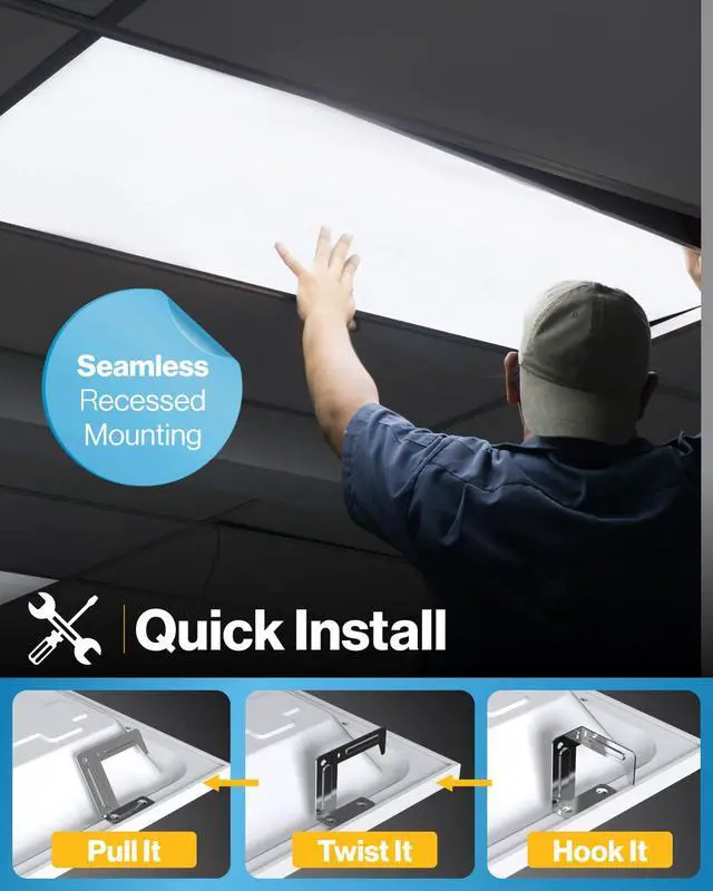 Alt view image 4 of 6 - Sunco 6 Pack 2x4 LED Flat Panel Light Drop Ceiling Office Shop Commercial Warehouse Fixture, 6500 Lumens, Selectable Features, 30W/40W/50W, 4000K/5000K/6000K, Dimmable (0-10V), Dustproof ETL