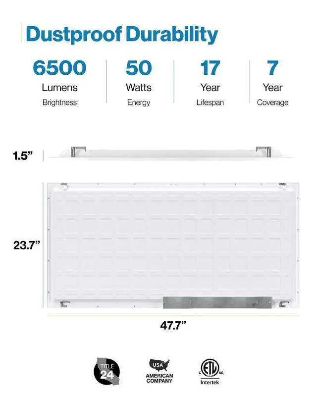 Alt view image 6 of 6 - Sunco 6 Pack 2x4 LED Flat Panel Light Drop Ceiling Office Shop Commercial Warehouse Fixture, 6500 Lumens, Selectable Features, 30W/40W/50W, 4000K/5000K/6000K, Dimmable (0-10V), Dustproof ETL