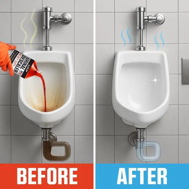 Alt view image 6 of 6 - Heavy Duty Urinal Salt Remover Made in USA Commercial Grade Urinal Drain Cleaner & Odor Eliminator. Removes Salt, Calcium, Rust and Scale Build Up 32 fl oz Bottles - 12 Pack
