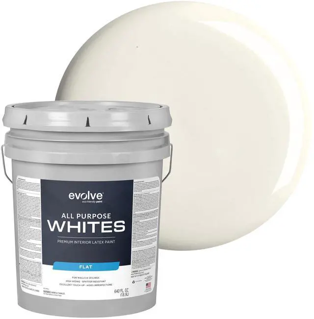Main image of All Purpose Whites Paint & Primer, Flat (Alabaster), 5 Gallon Interior Latex, Excellent Touch-Up, High Hiding, Durable Paint for Walls & Ceilings