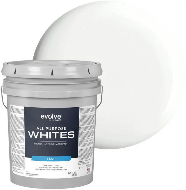 Main image of All Purpose Whites Paint & Primer, Flat (Cool White), 5 Gallon Interior Latex, Excellent Touch-Up, High Hiding, Durable Paint for Walls & Ceilings