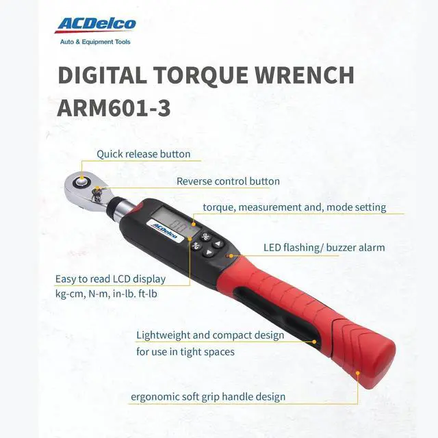 Alt view image 2 of 6 - ARM601-34 3/8 & ½ Heavy Duty Digital Torque Wrench Combo Kit with Buzzer and LED Flash Notification ISO 6789 Standards with Certificate of Calibration
