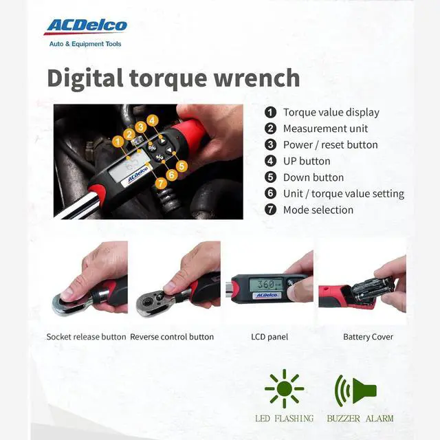 Alt view image 4 of 6 - ARM601-34 3/8 & ½ Heavy Duty Digital Torque Wrench Combo Kit with Buzzer and LED Flash Notification ISO 6789 Standards with Certificate of Calibration