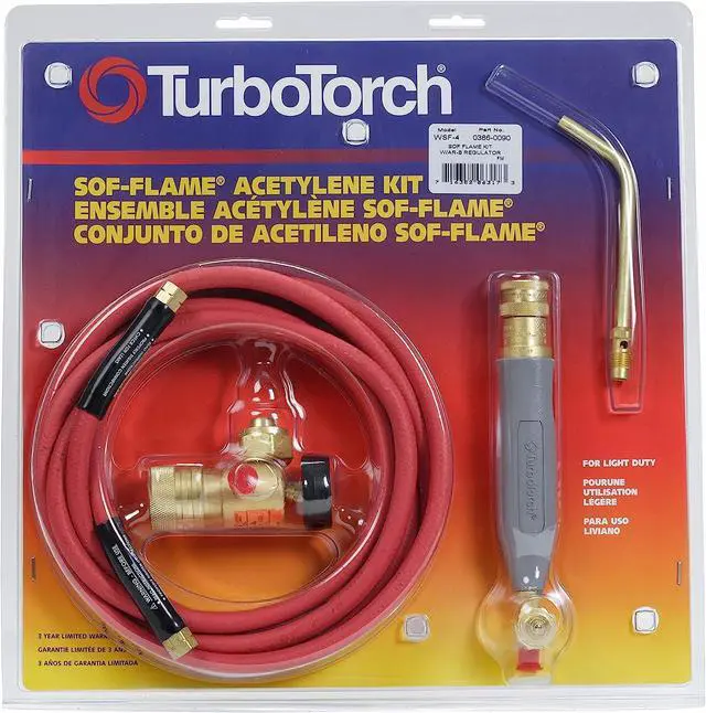 Alt view image 2 of 2 - TURBOTORCH 0386-0090 WSF-4 Manual Torch Kit, Air Acetylene/, B Tank Connection, Soft-Flame, Color Coded O-Ring, Includes AR-B Regulator, WA-400 Handle, AH-12 Hose, Tip