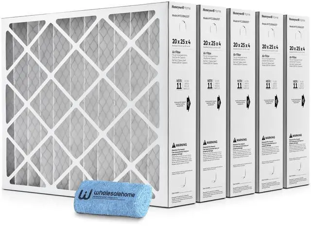 Main image of 20x25x4 Air Filter Replacement MERV 11, FC100A1037 Pleated HVAC AC Furnace Filters with Cleaning Cloth, 5-Pack (Actual Size: 19.94 x 24.88 x 4.38 Inches)