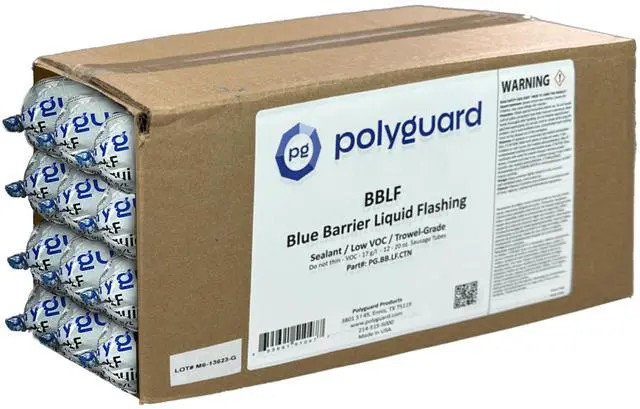 Main image of Blue Barrier Liquid Flashing 12-Pack Case of 20oz Sausage Tubes. Weather Resistant Air Barrier System Around Window and Door Installations. Low VOC, Made in The USA