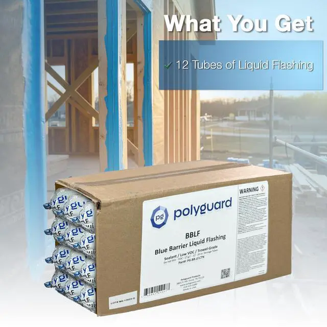 Alt view image 2 of 6 - Blue Barrier Liquid Flashing 12-Pack Case of 20oz Sausage Tubes. Weather Resistant Air Barrier System Around Window and Door Installations. Low VOC, Made in The USA