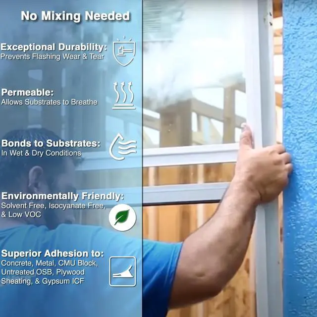 Alt view image 3 of 6 - Blue Barrier Liquid Flashing 12-Pack Case of 20oz Sausage Tubes. Weather Resistant Air Barrier System Around Window and Door Installations. Low VOC, Made in The USA