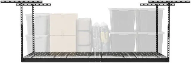 Main image of MonsterRax Overhead Garage Storage Rack - 4 x 8 Ceiling Racks for Garage, Organization Shelving, Hanging Shelf, Grey, 24"-45" Height Adjustment