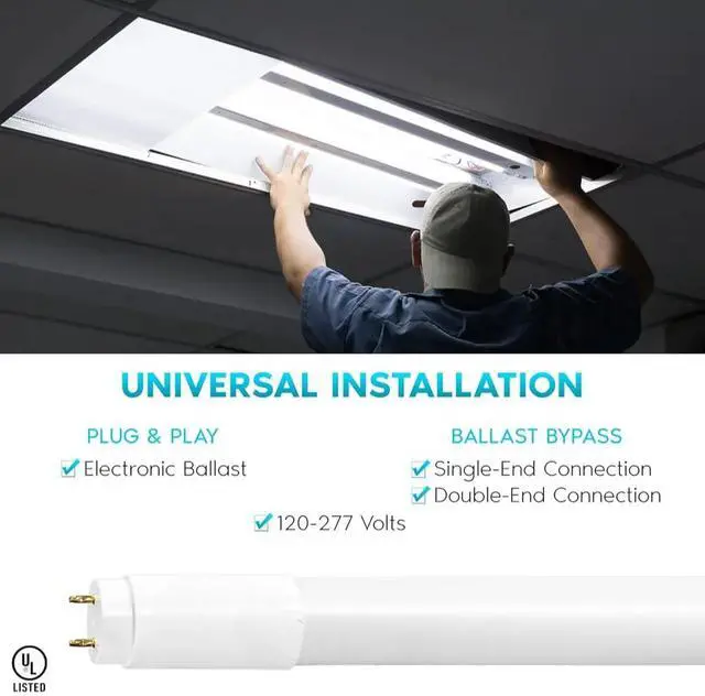 Alt view image 3 of 6 - 4FT T8 LED Tube Light, Type A+B, 12W/15W/18W/22W, 3000K | 4000K | 5000K | 6500K, Single and Double End Powered, Plug and Play or Ballast Bypass, 2860 Lumens, F32T8, 120-277V, Frosted Cover (24 Pack)
