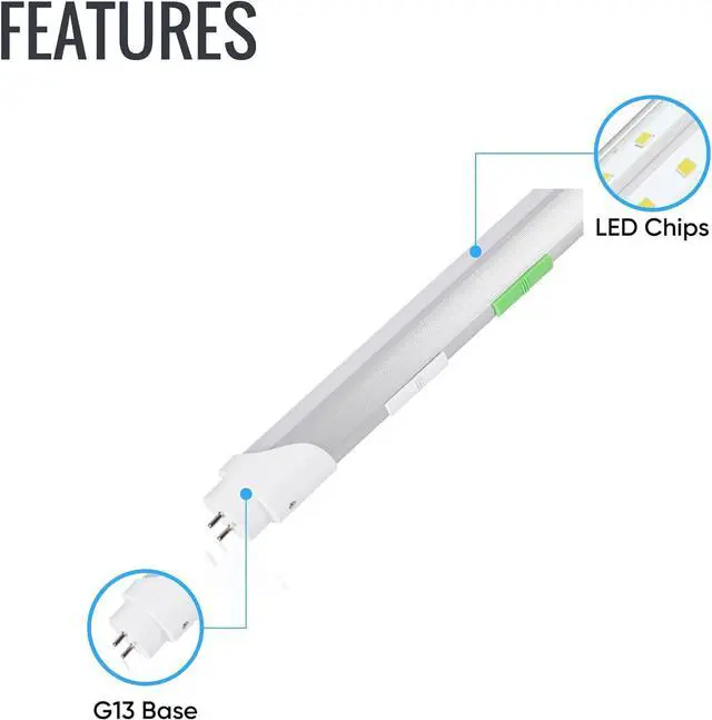 Alt view image 5 of 6 - 4FT T8 LED Tube Light, Type A+B, 12W/15W/18W/22W, 3000K | 4000K | 5000K | 6500K, Single and Double End Powered, Plug and Play or Ballast Bypass, 2860 Lumens, F32T8, 120-277V, Frosted Cover (24 Pack)