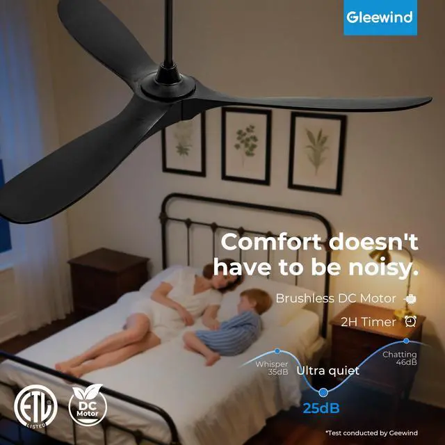 Alt view image 6 of 6 - Outdoor Ceiling Fan No Light for Patios, 52 inch Ceiling Fans Without Lights with Smart App and Remote Control, Wet Rated 3 Blades Wood Propeller Modern Fan for Exterior Outside, High CFM, Black