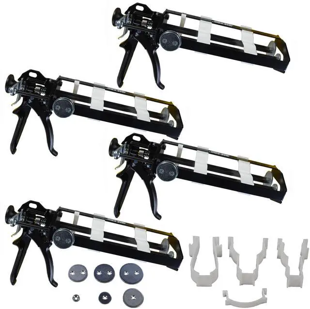 Main image of Dual Cartridge Epoxy Gun for 200mL, 250mL, 400 mL, 450 mL (1:1 and 2:1) Dual Component Cartridges 25:1 Thrust Ratio, Professional 2 Part Epoxy Gun, Pack of 4