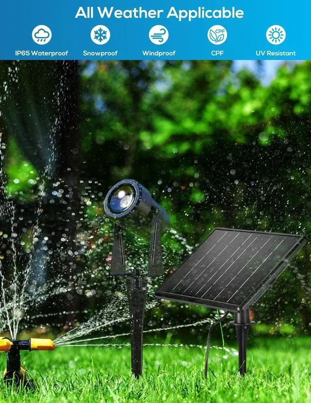 Alt view image 5 of 6 - Solar Color Changing RGB Spotlights with Remote, Separate Monocrystalline Panels & USB-C Powered, Auto On Off, Outdoor IP65 Waterproof for Patio Yard Path (16 Pack)