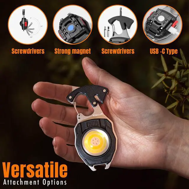 Alt view image 3 of 6 - Fathers Day Gift for Dad Multitool Survival keychain Tool, LED Flashlight, Carabiner, Fire Starter, Screwdriver, Whistle, Bottle Opener Camping & Outdoor Multi Tool Gear - 30 Pack