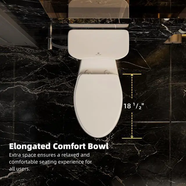 Alt view image 5 of 6 - 19 Inch High Toilet, ADA & Elongated Extra Tall Toilet for Seniors, Comfort Height Two-Piece Toilet With Soft-Close Seat,12 Rough-In, S-Trap, Siphonic Flush 1.28 GPF