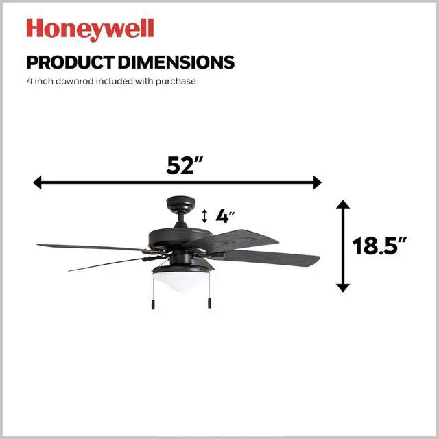 Alt view image 2 of 6 - Ceiling Fans Belmar 52 Inch Ceiling Fan With Light, Indoor/Outdoor Ceiling Fan with Pull Chain, LED Tri-Mount 5 Blade Design, ETL Damp Rated, Bronze (50512-01)
