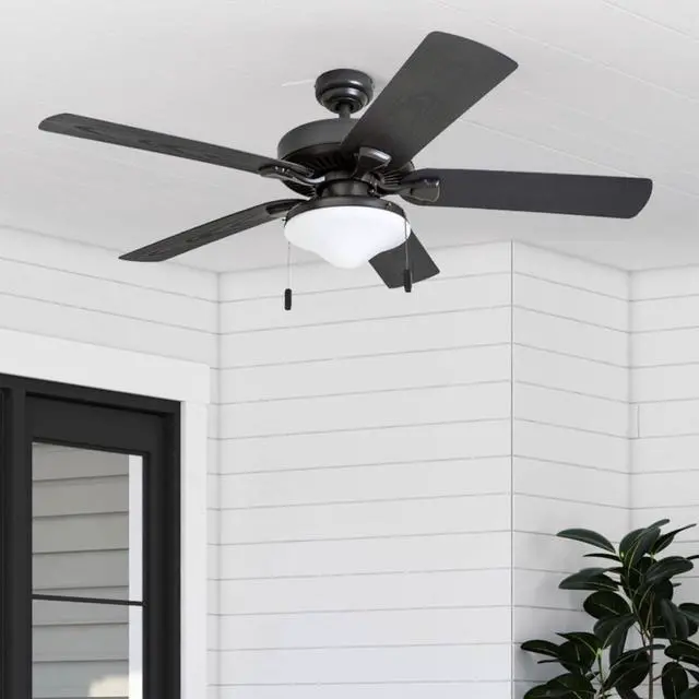 Alt view image 6 of 6 - Ceiling Fans Belmar 52 Inch Ceiling Fan With Light, Indoor/Outdoor Ceiling Fan with Pull Chain, LED Tri-Mount 5 Blade Design, ETL Damp Rated, Bronze (50512-01)