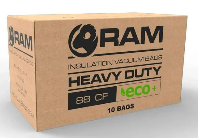 Alt view image 3 of 3 - (20) Insulation Vacuum Bag Heavy Duty ECO+ Bags 7 FT X 4 FT Holds 88 CF / 400 LBS Low DUST 2.4 Fabric Strength - 20 Pack. Largest and Toughest Green Bag on The Market