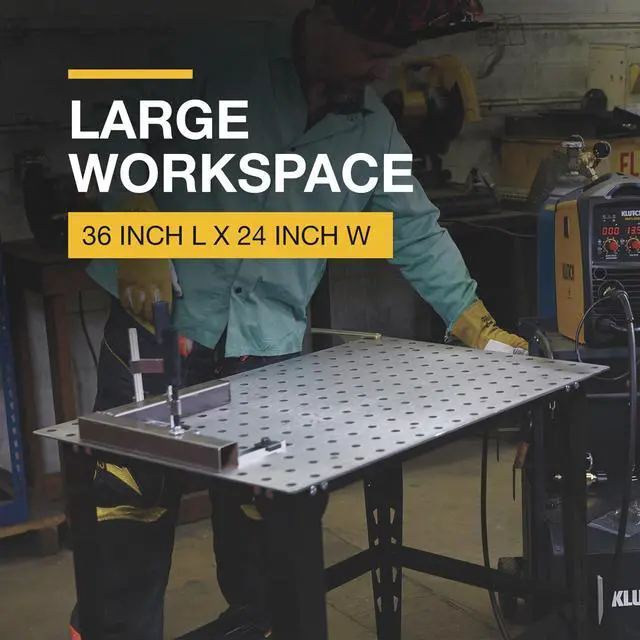 Alt view image 6 of 6 - Steel Welding Table with 24-Piece Fit-Up Tool Kit, 600 Lb Capacity, 36 in. L x 24 in. W x 33-1/4 in. H, 16mm Fixture Holes, Stand Alone or Benchtop Welding Fabrication Table