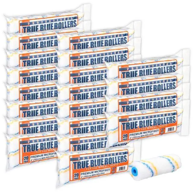 Main image of True Blue 4" Professional Paint Roller Covers, 4 Inch, Best for All Types of Painting Surfaces, Refill Bulk Pack (400, 1/2"Nap)