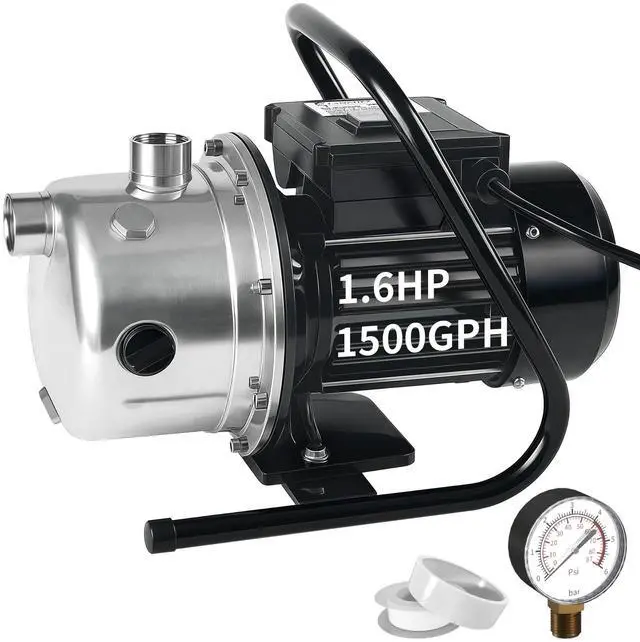 Main image of Shallow Well Pump, Stainless Steel Water Transfer Pump, 115V Garden Irrigation Pump, Water Booster Jet Pump for Home Garden Lawn Farm, Silver