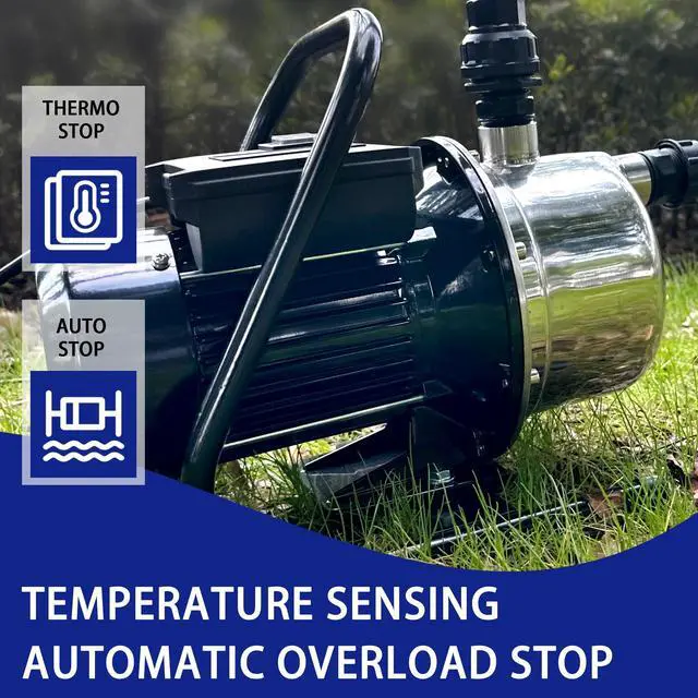 Alt view image 4 of 6 - Shallow Well Pump, Stainless Steel Water Transfer Pump, 115V Garden Irrigation Pump, Water Booster Jet Pump for Home Garden Lawn Farm, Silver