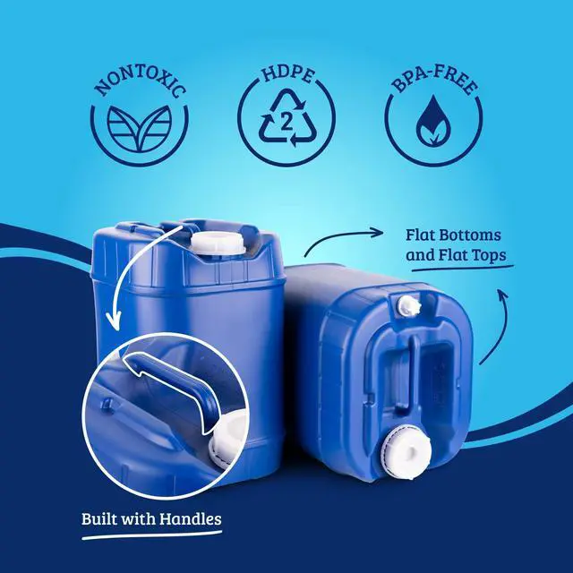 Alt view image 2 of 4 - 5-Gallon Stackable Water Storage Containers, Emergency Water Storage for Camping and Disaster Preparedness, 30 Gallons