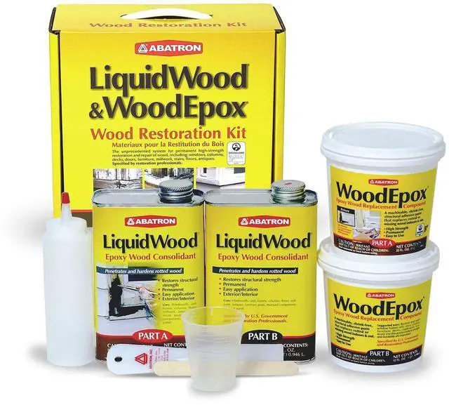 Main image of Wood Restoration Kit - 4 Quart - Includes LiquidWood Epoxy Resin Wood Hardener and WoodEpox Wood FIller | Includes LiquidWood Epoxy Resin Wood Hardener, Includes WoodEpox Wood Filler