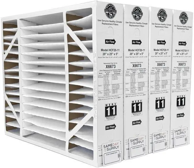 Main image of Lennox X6673-20" x 25" x 5" HCF20-11 Air Filter, MERV 11 Filter Bundle with Same Day Supply Filter Change Reminder Magnet (4)