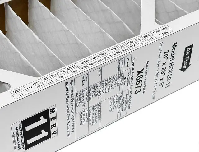 Alt view image 4 of 6 - Lennox X6673-20" x 25" x 5" HCF20-11 Air Filter, MERV 11 Filter Bundle with Same Day Supply Filter Change Reminder Magnet (4)