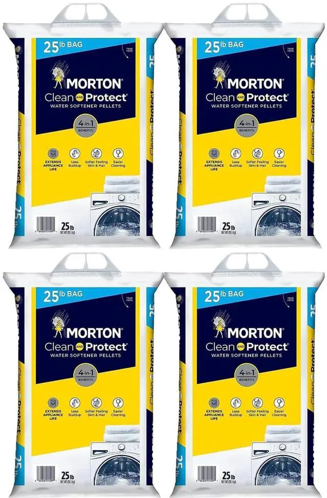 Main image of Morton Salt Clean and Protect Water Softener Salt Pellets, 25 LBs Bag (Pack-4)