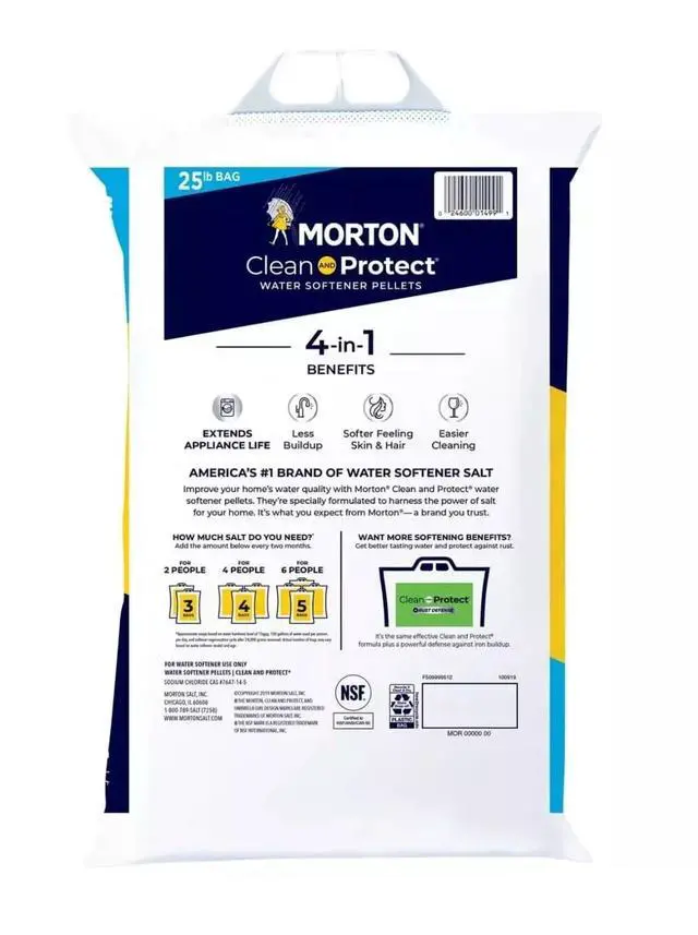 Alt view image 6 of 6 - Morton Salt Clean and Protect Water Softener Salt Pellets, 25 LBs Bag (Pack-4)