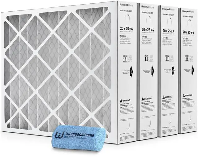 Main image of 20x25x4 Air Filter Replacement MERV 11, FC100A1037 Pleated HVAC AC Furnace Filters with Cleaning Cloth, 4-Pack (Actual Size: 19.94 x 24.88 x 4.38 Inches)