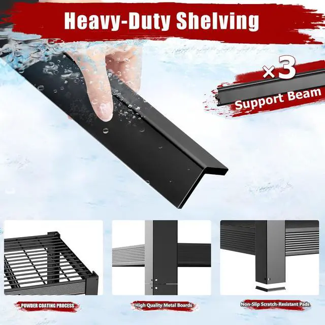 Alt view image 5 of 6 - 62" W 3050LBS Storage Shelves Unit,5 Tier Heavy Duty Metal Shelving Unit and Storage Large Rack,72" H x62 W x24 D Adjustable Metal Shelving Unit,Garage Shelves for Basement,Warehouse
