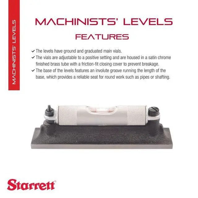 Alt view image 2 of 6 - Machinists' Level with Ground and Graduated Main Vial - Ideal for Machine Shop and Tool Room Use - 4" Length, Without Case and Cross Test Vial - 98-4