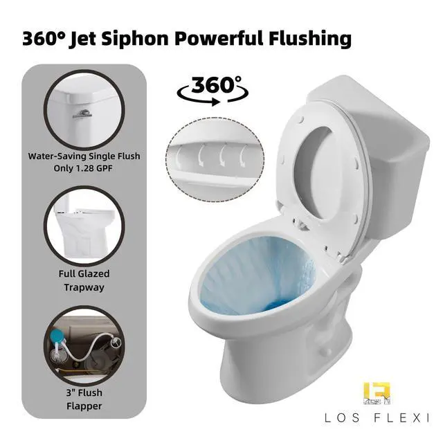 Alt view image 3 of 6 - Tall Toilets For Seniors 21 Inch, Comfort & High Toilet, Elongated Bowl and Soft-Close Seat, 1.28 GPF Extra Tall Handicap Toilet with Efficient Siphonic Flush & 12" Rough-In