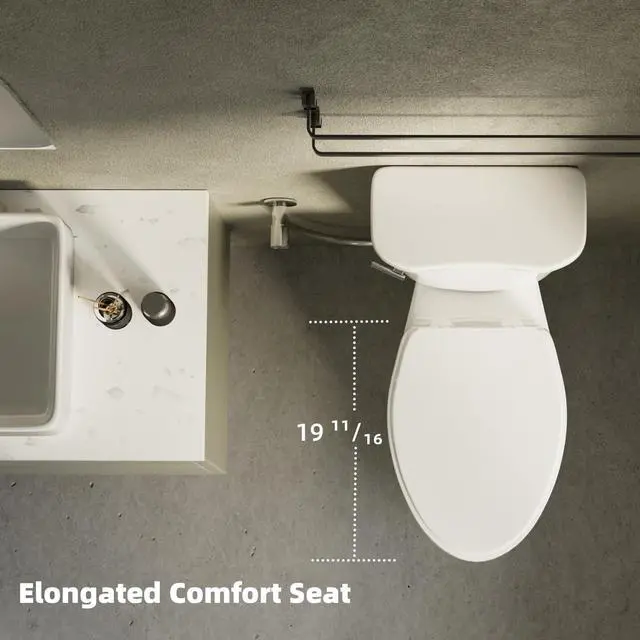 Alt view image 5 of 6 - Tall Toilets For Seniors 21 Inch, Comfort & High Toilet, Elongated Bowl and Soft-Close Seat, 1.28 GPF Extra Tall Handicap Toilet with Efficient Siphonic Flush & 12" Rough-In