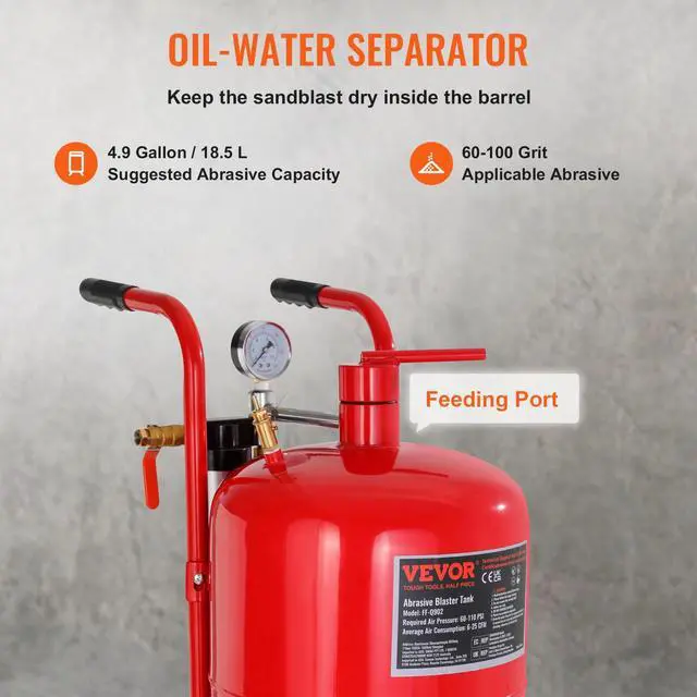 Alt view image 3 of 6 - Sand Blaster 10Gal Pot Sandblaster, 125 Psi Pressure Sand Blasting Complete Kit for Paint, Stain, Rust Removal and Special Surface Treatment of Material