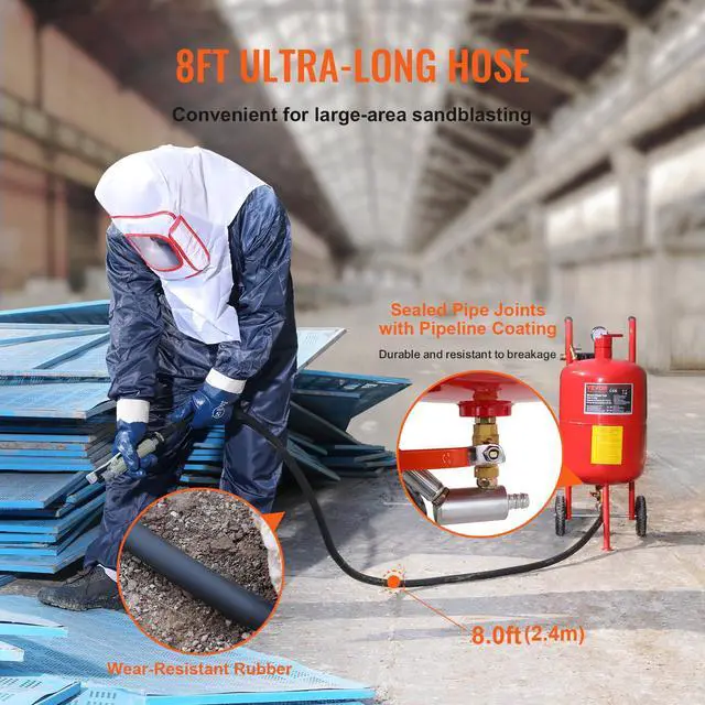 Alt view image 6 of 6 - Sand Blaster 10Gal Pot Sandblaster, 125 Psi Pressure Sand Blasting Complete Kit for Paint, Stain, Rust Removal and Special Surface Treatment of Material