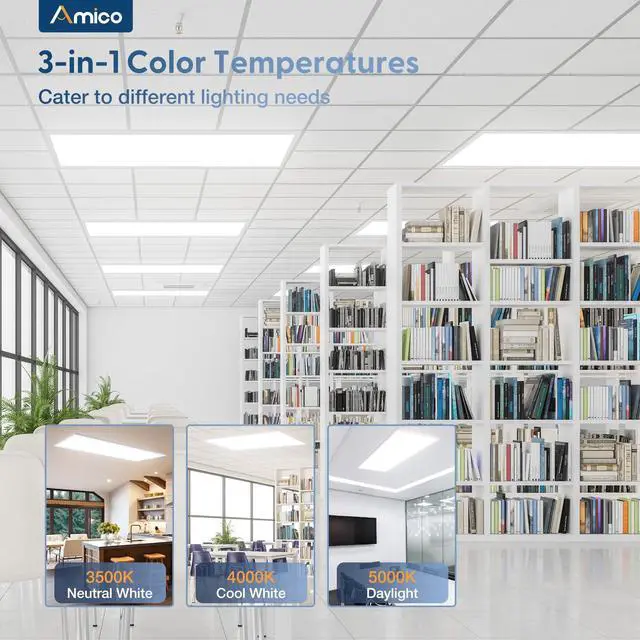 Alt view image 2 of 6 - 4 Pack 2x4 LED Flat Panel Light 30/35/45W 5500lm Adjustable, 0-10V Dimmable LED Drop Ceiling Light Fixtures, 3500K/4000K/5000K Selectable for Office - ETL FCC Listed