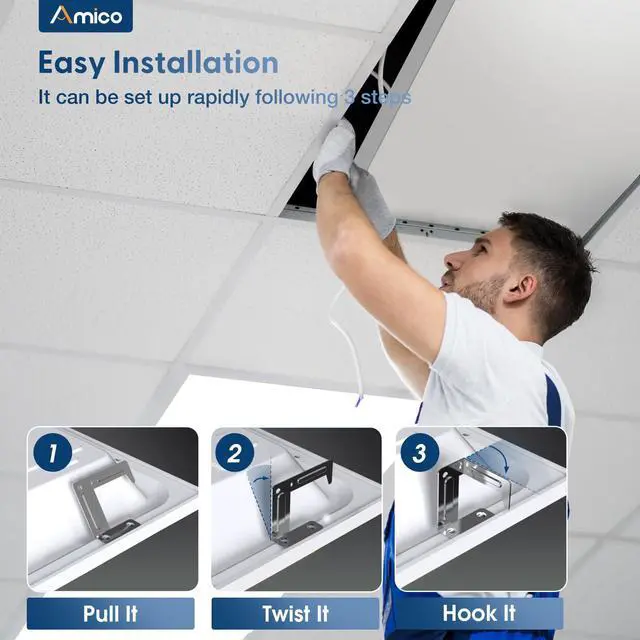 Alt view image 5 of 6 - 4 Pack 2x4 LED Flat Panel Light 30/35/45W 5500lm Adjustable, 0-10V Dimmable LED Drop Ceiling Light Fixtures, 3500K/4000K/5000K Selectable for Office - ETL FCC Listed